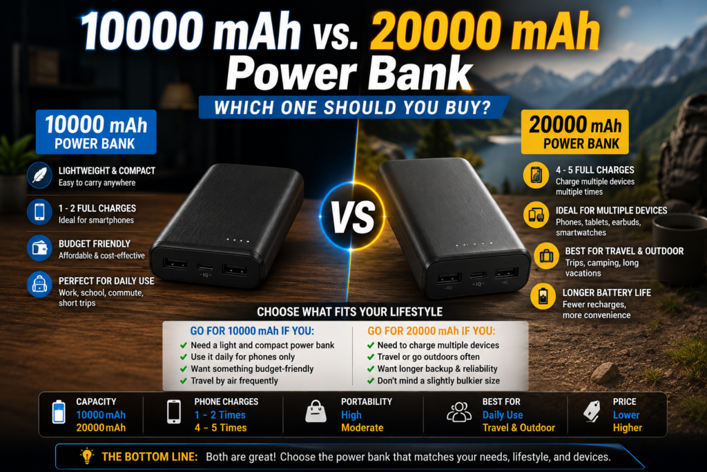 Best 10000mAh vs 20000mAh Power Bank