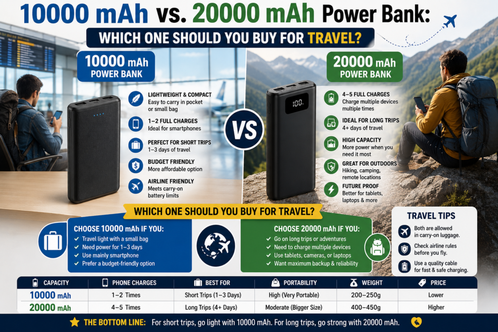 Best 10000mAh vs 20000mAh Power Bank