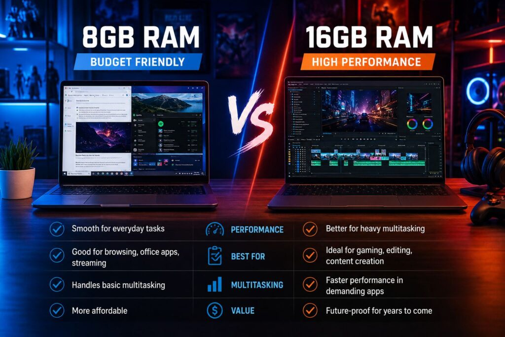 8GB RAM vs 16GB RAM Laptop