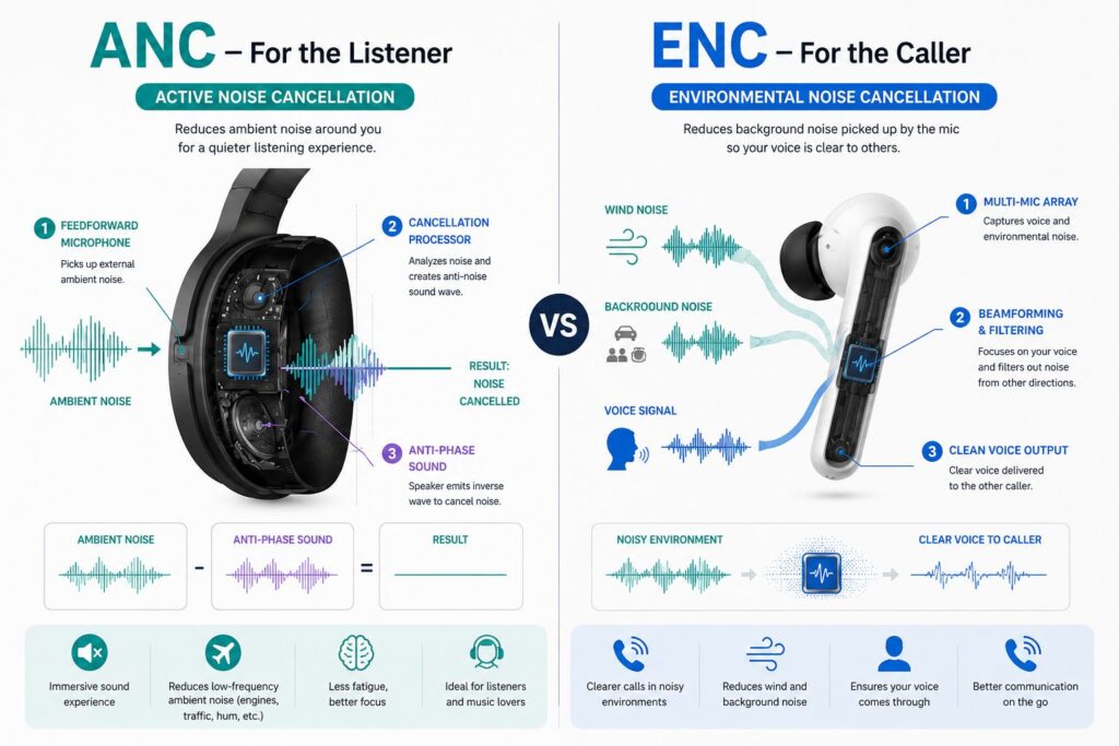 ANC vs ENC Headphones