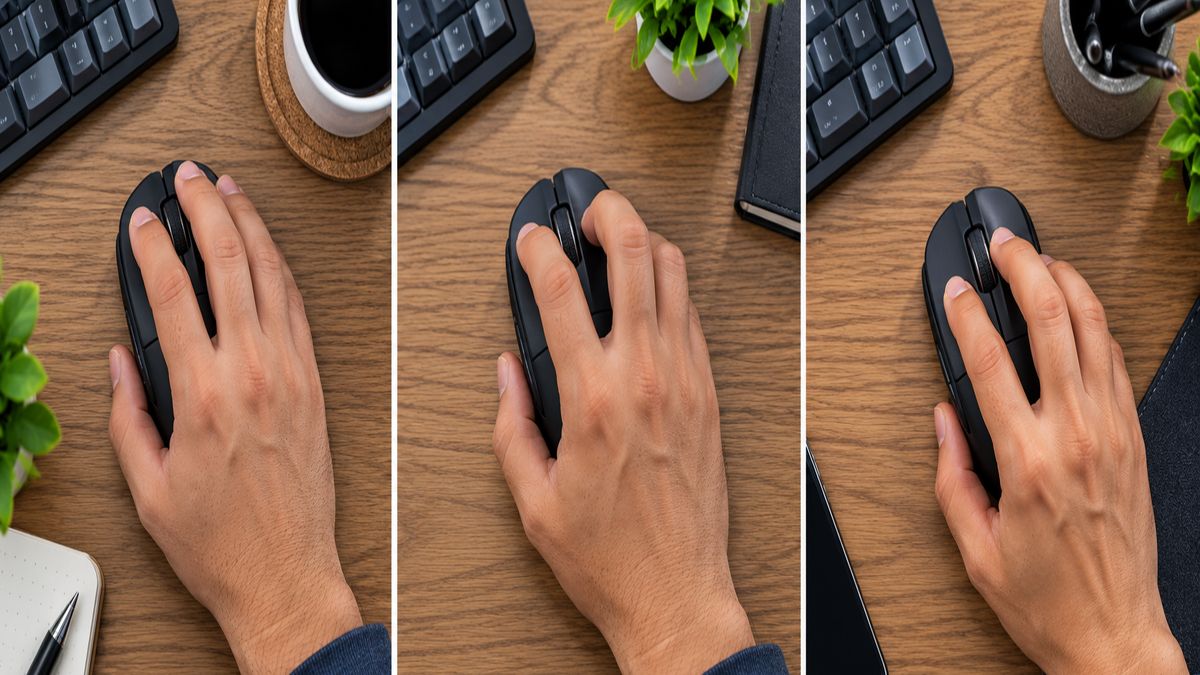 best Wireless mouse for large hands with an ergonomic grip on a wooden desk