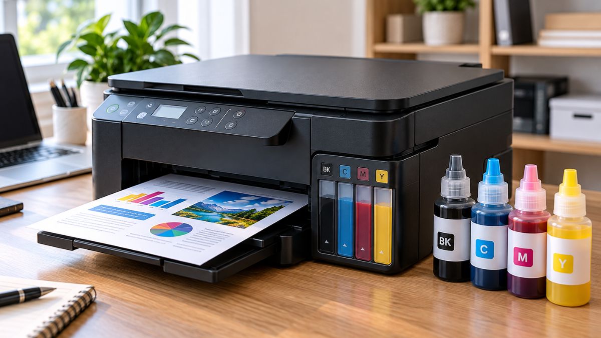 Inkjet vs laser printer cost per page comparison with ink cartridges, toner, and printed documents